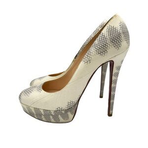 Christian Louboutin Roccia Watersnake Bianca 140 Platform Pumps Size 8.5